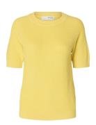 Slfelinna New Ss Knit Top Noos Selected Yellow