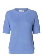 Slfelinna New Ss Knit Top Noos Selected Blue