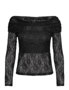 Slfmista Ls Off Shoulder Lace Top Selected Black