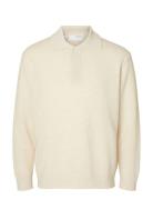 Slhreuben Ls Knit Relaxed Polo Selected Beige