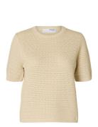 Slfvinna Ss Structure Knit O-Neck Noos Selected Cream