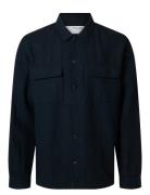 Slh-Leroy Linen Blend Overshirt Ls Noos Selected Navy
