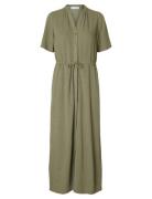 Slfviva-Damina Ss Ankle Sun Dress Noos Selected Green