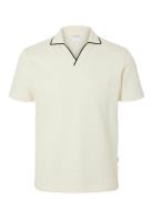 Slhsangev Split Neck Ss Polo Selected Cream
