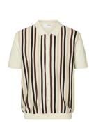 Slhmattis Ss Knit Stripe Polo Cardigan Selected Cream