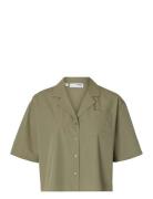 Slfblair Ss Cropped Shirt B Selected Khaki