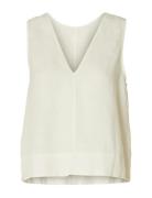Slflinna Sl Reversible Linen Top B Selected Cream