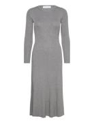 Slflura Lurex Ls Knit Dress Selected Grey