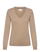 Cotton V-Neck GANT Beige