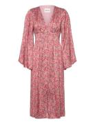 Auden V-Neck Satin Midi Dress Malina Pink