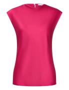 Satin Blouse With Draped Neck Mango Pink