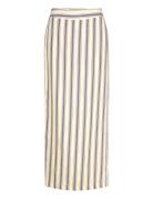 Striped Linen Skirt Mango Beige