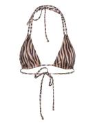 Printed Triangle Halter Bikini Top Monki Brown