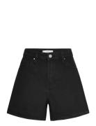 High-Waisted Straight-Fit Denim Shorts Mango Black