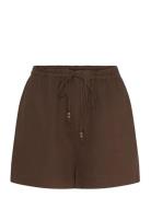 Straight-Fit Linen Shorts With Drawstring Mango Brown