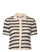 Short Sleeve Striped Cardigan Mango Beige