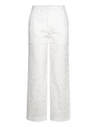 Straight-Fit Embroidered Cotton Trousers Mango White