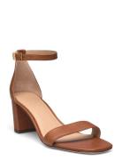 Logan Burnished Leather Sandal Lauren Ralph Lauren Brown