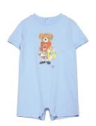 Polo Bear Cotton Jersey Shortall Ralph Lauren Baby Blue