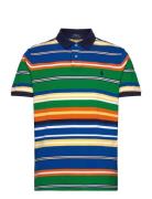 Custom Slim Fit Striped Mesh Polo Shirt Polo Ralph Lauren Navy