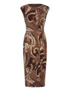 Paisley Stretch Jersey Tie-Front Dress Lauren Ralph Lauren Brown