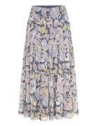 Floral Crinkle Georgette Tiered Skirt Lauren Ralph Lauren Blue