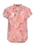 Floral Ruffle-Trim Georgette Blouse Lauren Ralph Lauren Pink