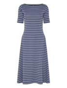 Striped Stretch Cotton Midi Dress Lauren Ralph Lauren Blue