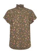 Floral Georgette Flutter-Sleeve Shirt Lauren Ralph Lauren Green