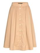 Button-Front Cotton-Blend Skirt Lauren Ralph Lauren Beige