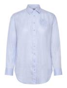 Over Floral-Logo Linen Shirt Lauren Ralph Lauren Blue