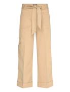 Pleated Cotton Twill Wide-Leg Cargo Pant Lauren Ralph Lauren Beige
