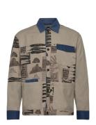 Printed & Washed Colour Block Worker Jacket Scotch & Soda Beige