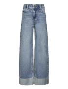 Wideleg Jeans With Turned-Up Hem Mango Blue
