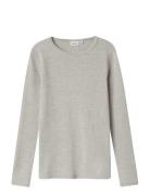 Nknwax Wool Rib Ls Top Name It Grey