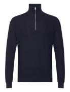 Microstructure Sweater With Zipper Collar Mango Navy
