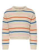 Kmgstina Life L/S O-Neck 3D Stripe Knt Kids Only Beige