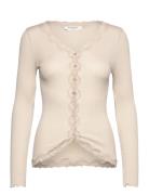 Rwbabette Silk Ls V-Neck Lace Cardi Rosemunde Cream