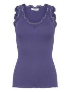 Rwbeatha Sl V-Neck Lace Top Rosemunde Purple