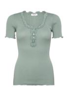 Rwbeatha Ss Regular W Button T-Shir Rosemunde Green