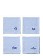 Napkins 4-Pack Josefin La Mer Midnatt Blue