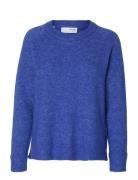 Slflulu Ls Knit O-Neck Noos Selected Blue