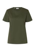 Slfmyessential Ss O-Neck Tee Noos Selected Brown