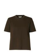 Slfessential Ss Boxy Tee Noos Selected Brown