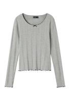 Nlfnamel Ls Short Deep Neck Top LMTD Grey