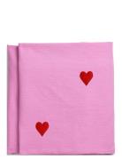 Tablecloth Pink Hearts Midnatt Pink