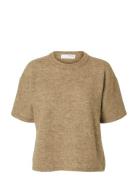 Slflulu 2/4 Knit O-Neck Noos Selected Beige