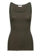 Rwbelle Silk U-Neck Strap Elastic T Rosemunde Khaki