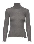 Rwburlington Wool Ls T-Neck T-Shirt Rosemunde Grey
