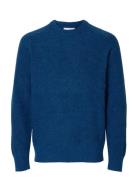 Slhrai Ls Knit Crew Neck Noos Selected Blue